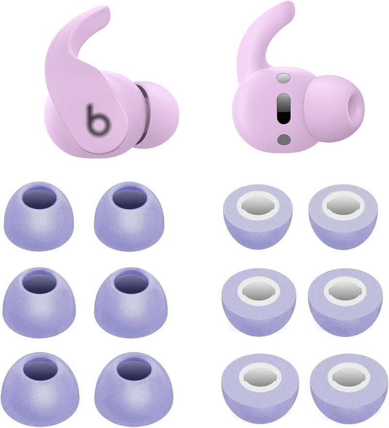 رؤوس أذن فوم متوافقة مع Beat Fit Pro، S/M/L 3 أحجام 6 أزواج رؤوس أذن فوم ناعمة بديلة، متوافقة مع Beat Fit Pro، 6 أزواج باللون الأرجواني